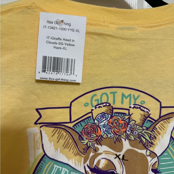 NWT Its a girl thing short sleeve yellow tshirt XL - Picture 3 of 4